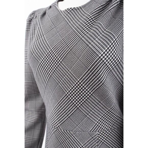 Dra Womans Gordon Plaid Lydia Dress Size L Black White Long Sleeve NWT - Picture 4 of 6
